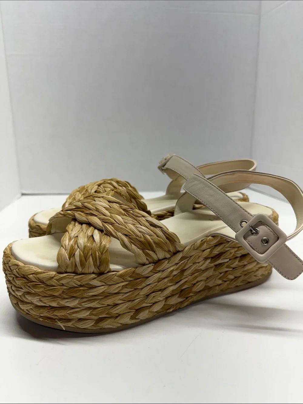 M Gemi The Tessa Platform Sandal Espadrille Open Toe Shoes Braided Raffia 40  9